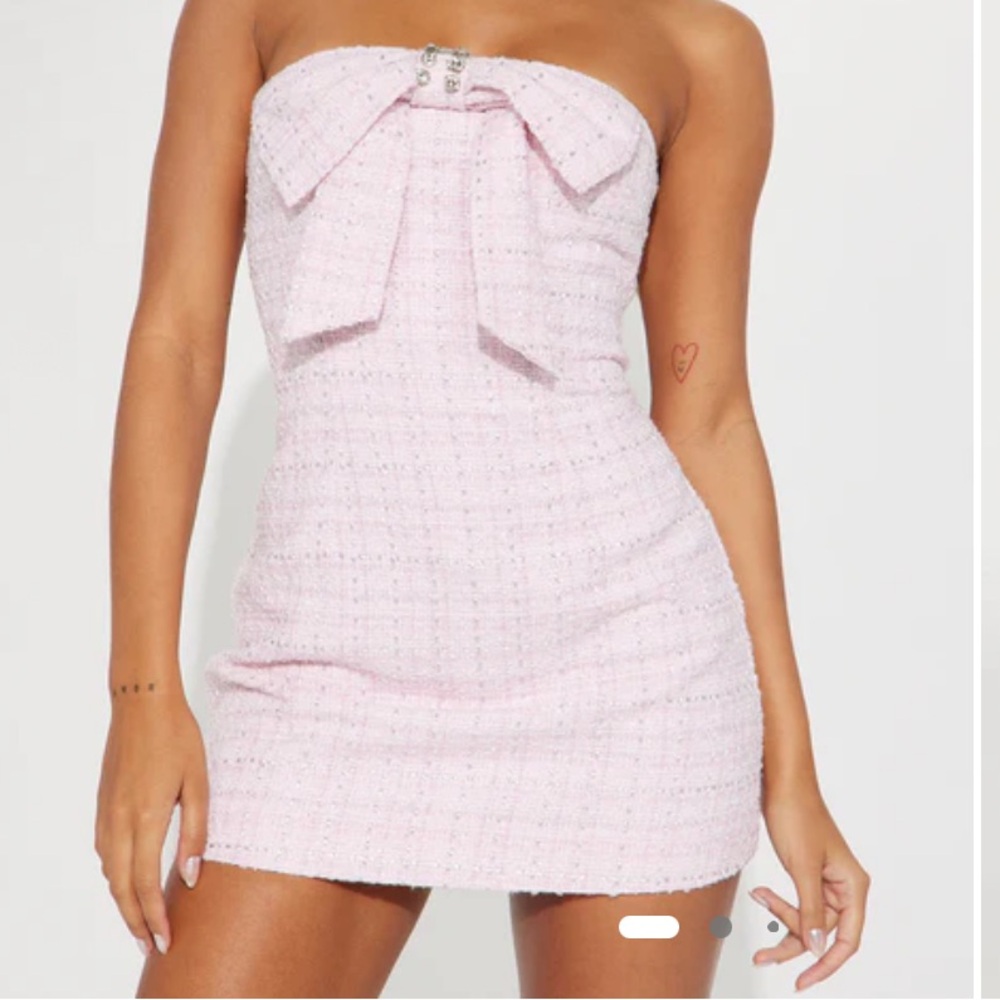 Fashion Nova Light Pink Strapless Mini Dress
